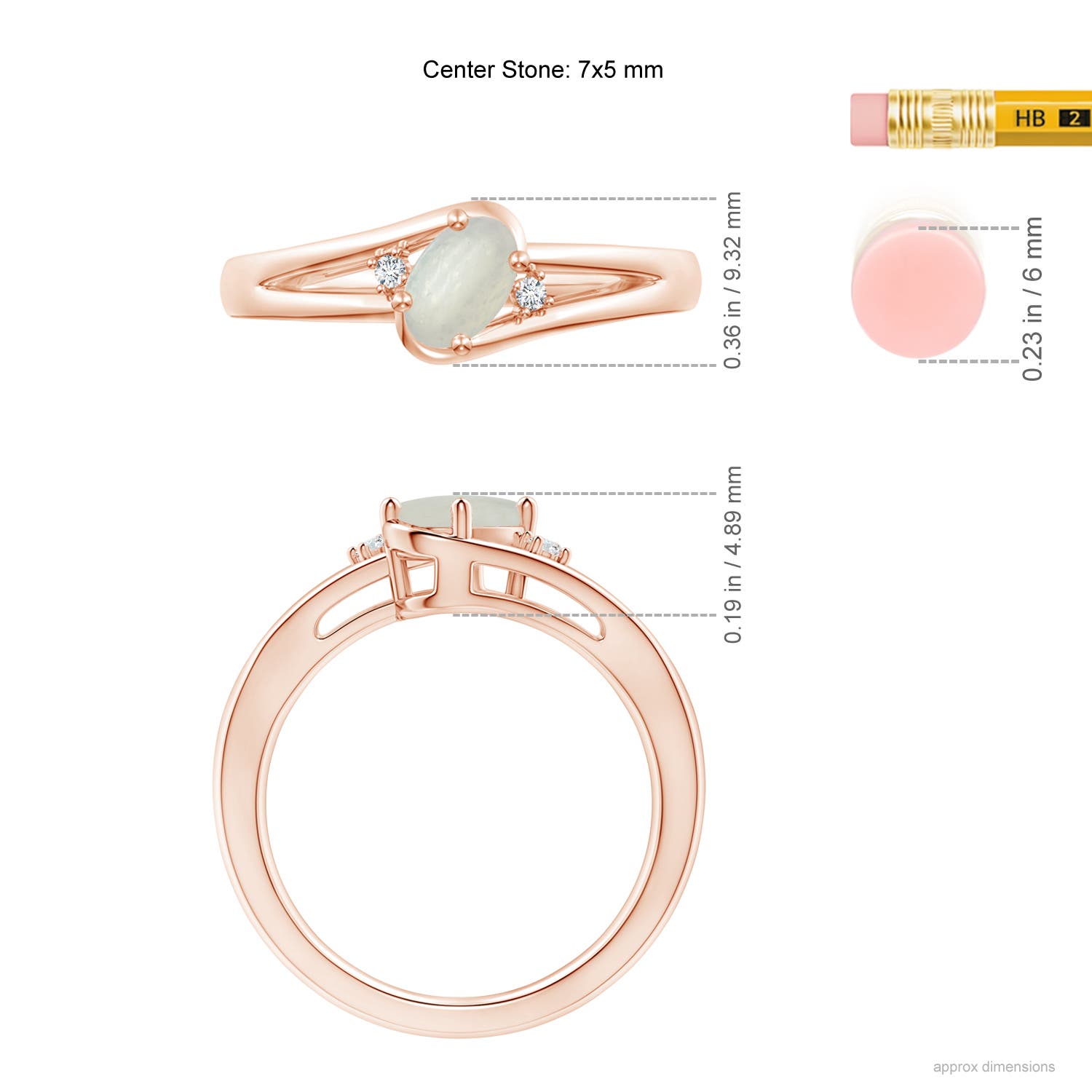 A - Moonstone / 0.72 CT / 14 KT Rose Gold