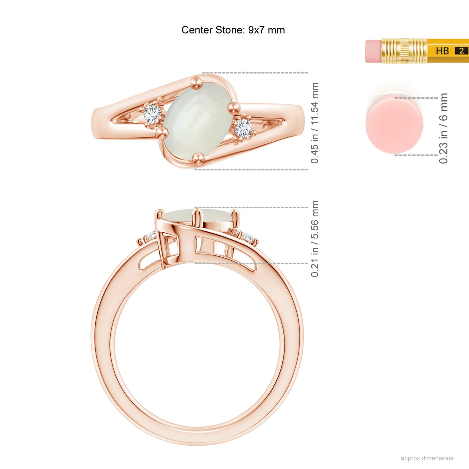 AAAA - Moonstone / 1.77 CT / 14 KT Rose Gold