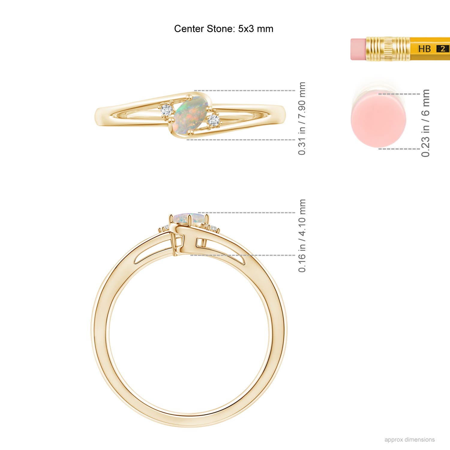 AAAA - Opal / 0.17 CT / 14 KT Yellow Gold