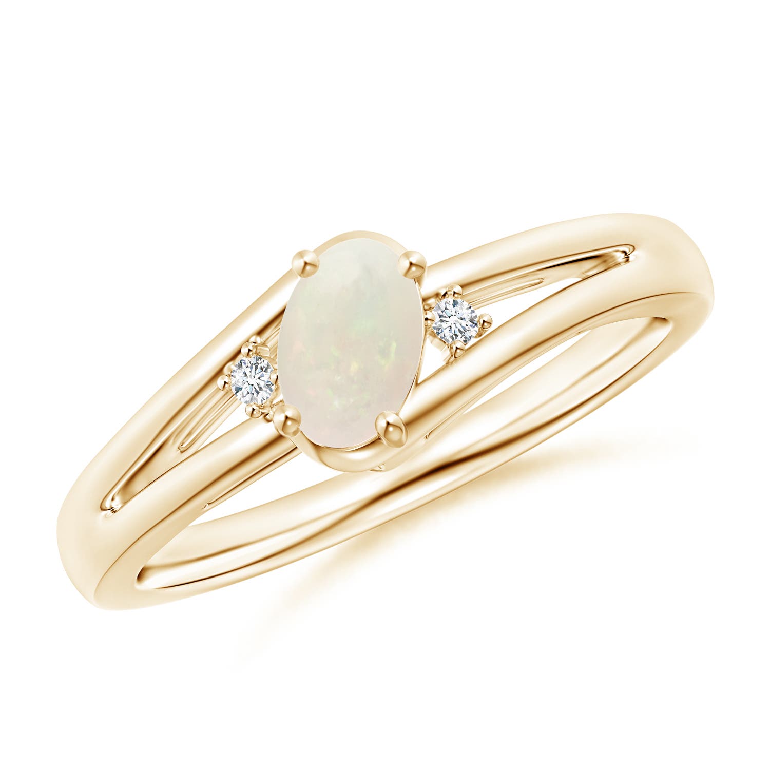 A - Opal / 0.3 CT / 14 KT Yellow Gold