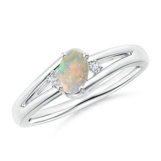 6x4mm AAAA Opal and Diamond Split Shank Ring in P950 Platinum