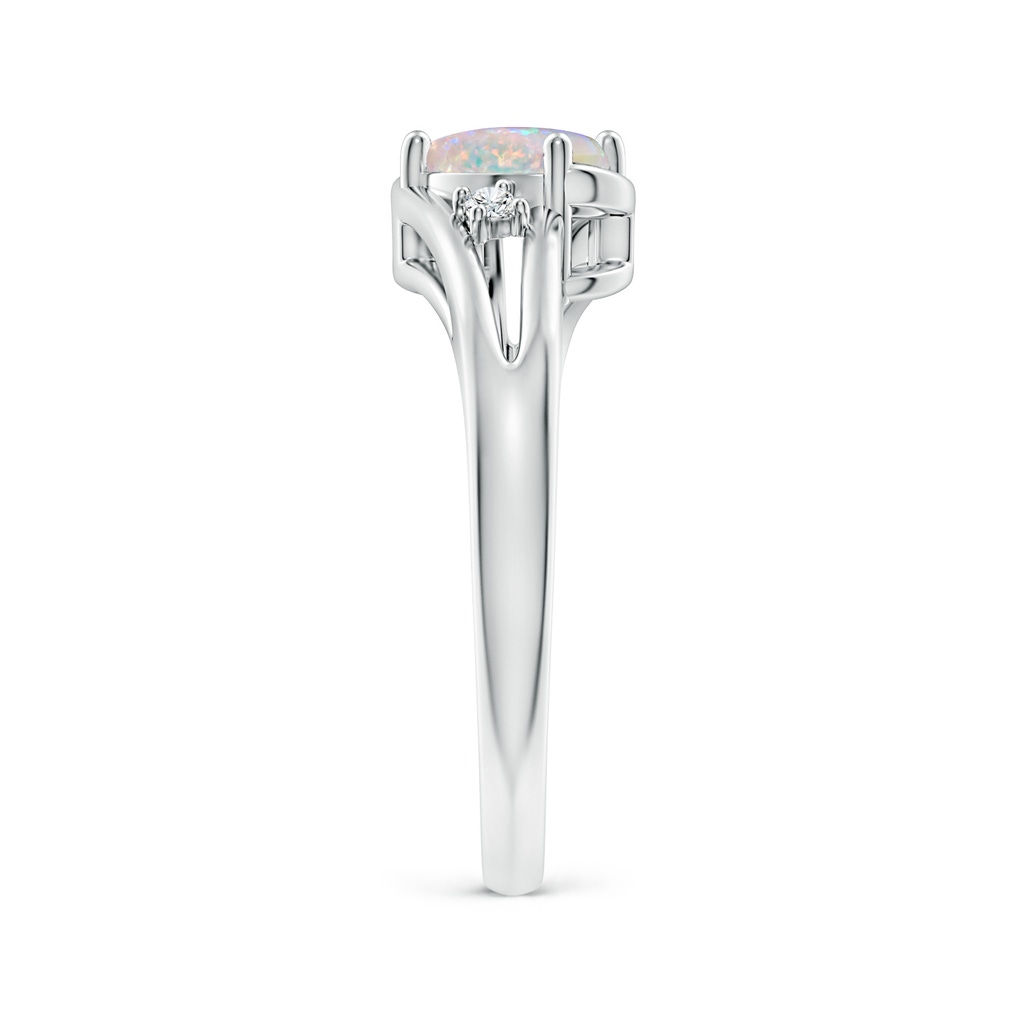 7x5mm AAAA Opal and Diamond Split Shank Ring in P950 Platinum Side-2