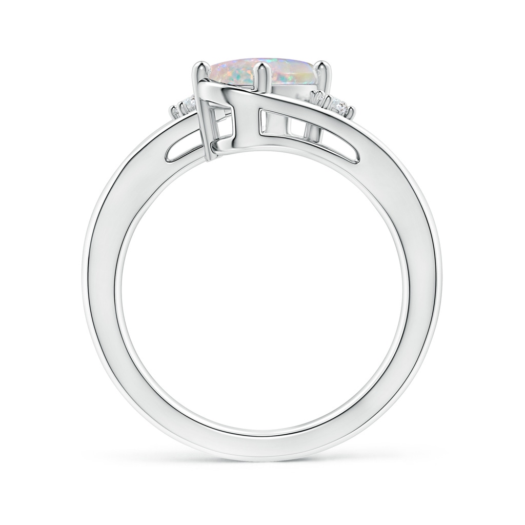 8x6mm AAAA Opal and Diamond Split Shank Ring in White Gold Side-1