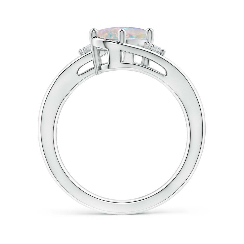 8x6mm AAAA Opal and Diamond Split Shank Ring in White Gold side-1