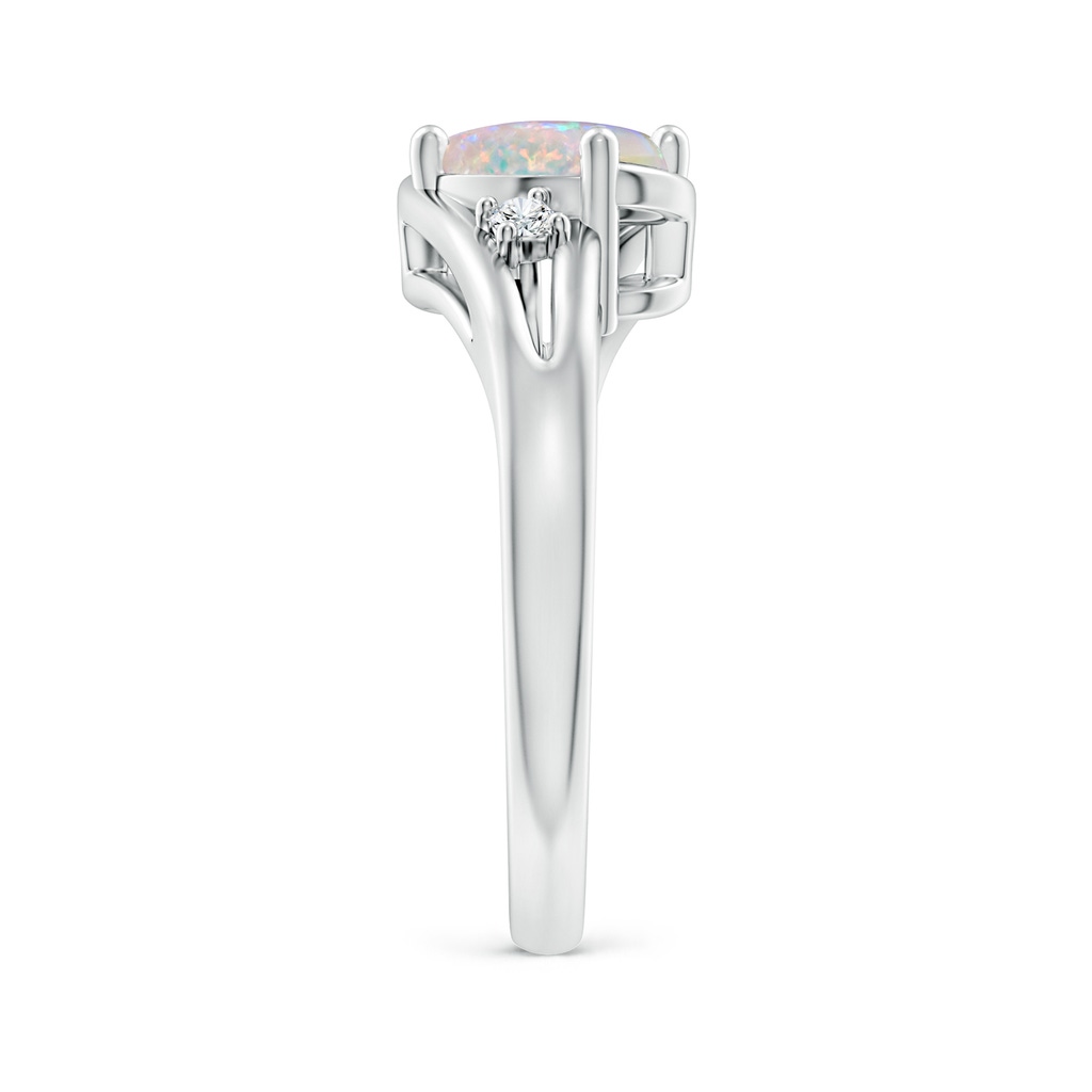 8x6mm AAAA Opal and Diamond Split Shank Ring in White Gold Side-2