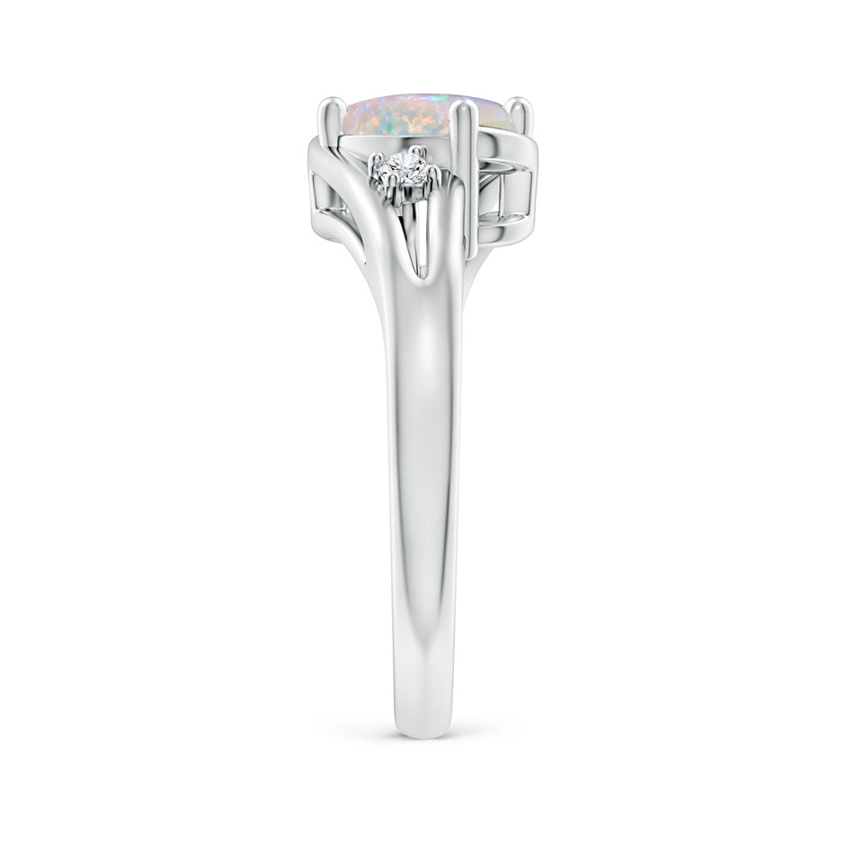 8x6mm AAAA Opal and Diamond Split Shank Ring in White Gold side-2