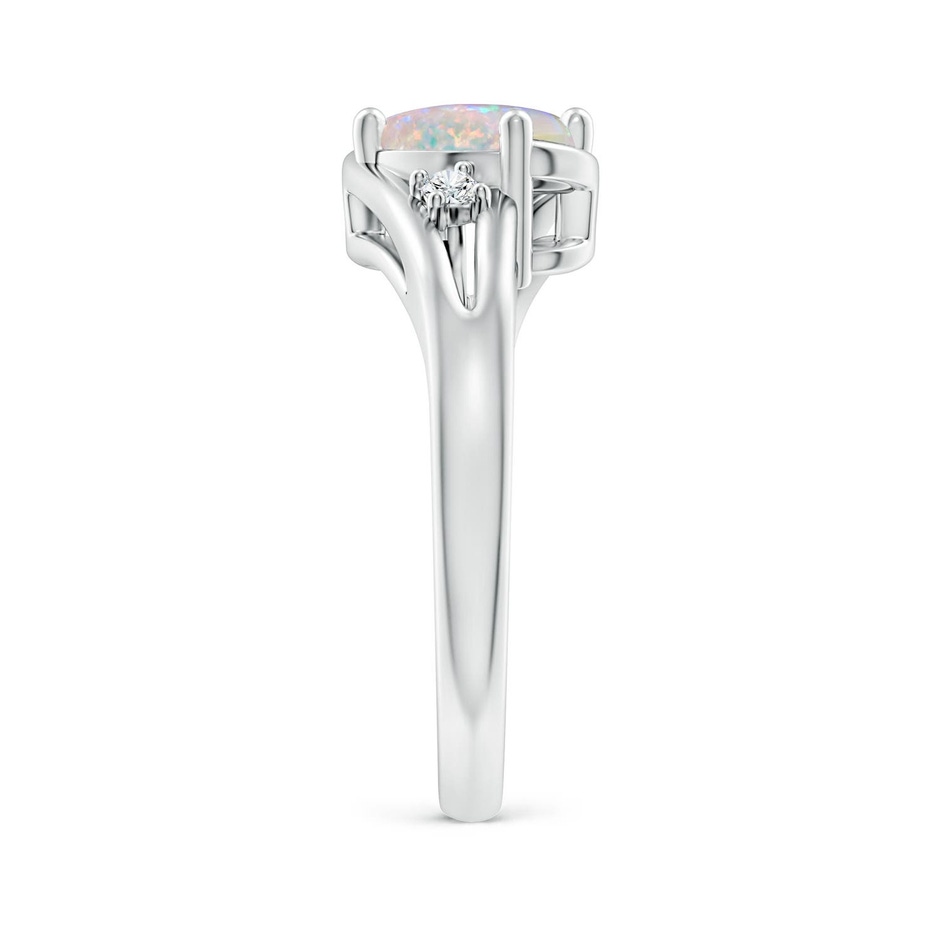 8x6mm AAAA Opal and Diamond Split Shank Ring in White Gold side 299