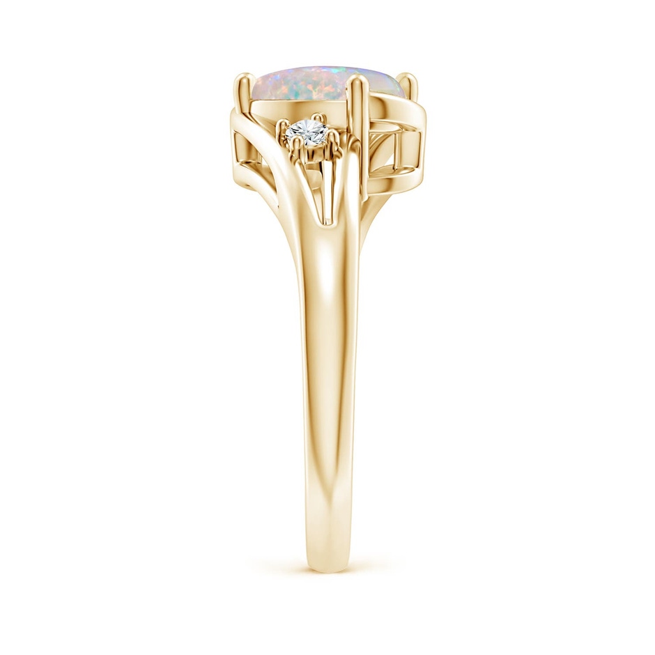 9x7mm AAAA Opal and Diamond Split Shank Ring in 18K Yellow Gold side 299