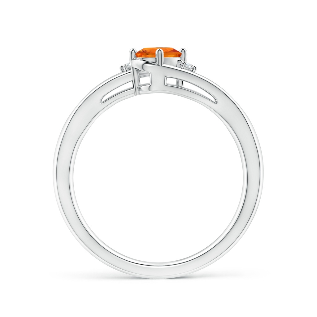 6x4mm AAAA Orange Sapphire and Diamond Split Shank Ring in P950 Platinum - side_1