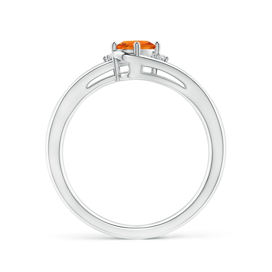 6x4mm AAAA Orange Sapphire and Diamond Split Shank Ring in P950 Platinum side-1