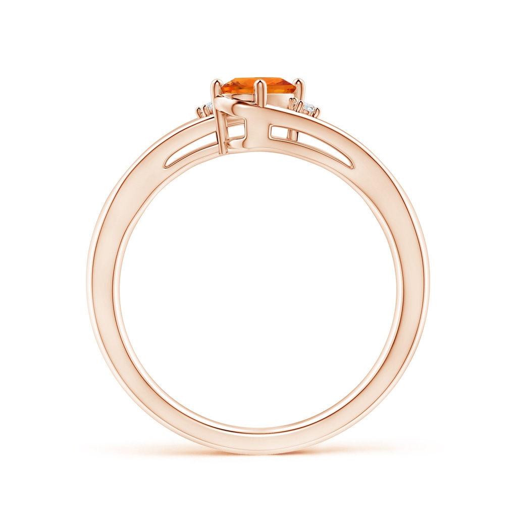 6x4mm AAAA Orange Sapphire and Diamond Split Shank Ring in Rose Gold - side_1
