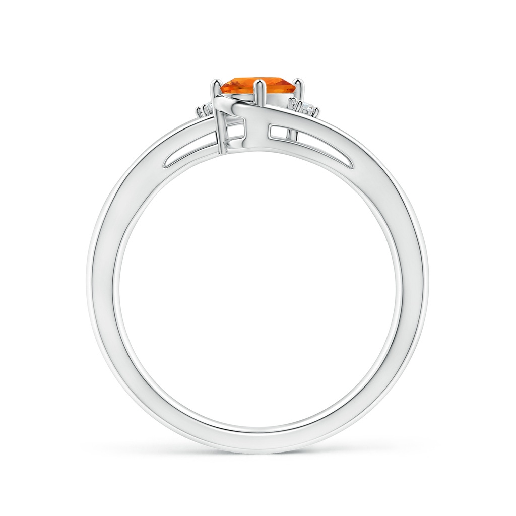 6x4mm AAAA Orange Sapphire and Diamond Split Shank Ring in White Gold Side-1