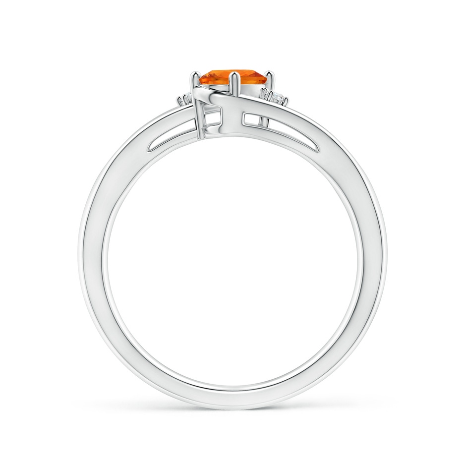 6x4mm AAAA Orange Sapphire and Diamond Split Shank Ring in White Gold side-1