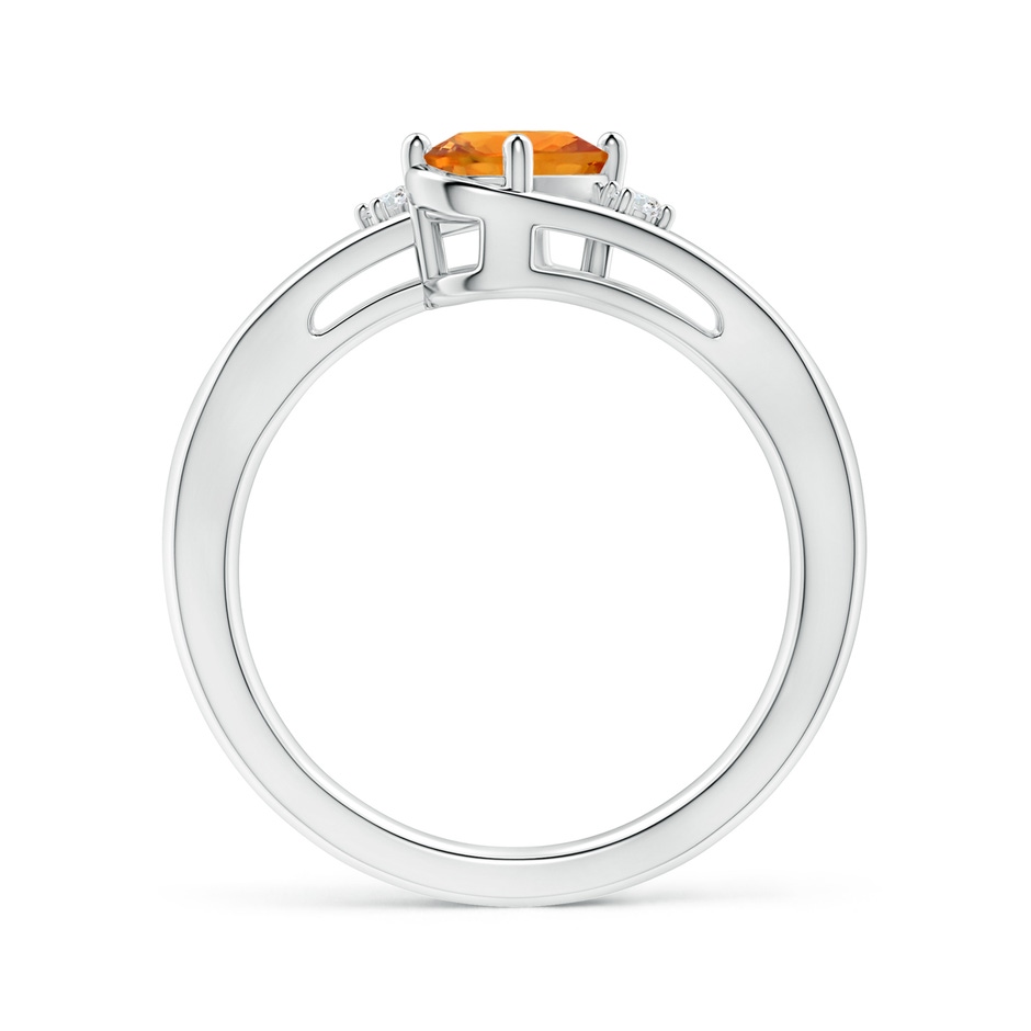 7x5mm AAA Orange Sapphire and Diamond Split Shank Ring in White Gold side-1