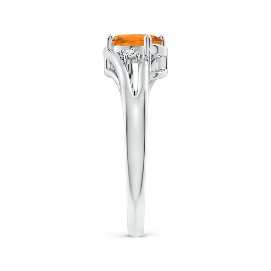 7x5mm AAA Orange Sapphire and Diamond Split Shank Ring in White Gold side-2