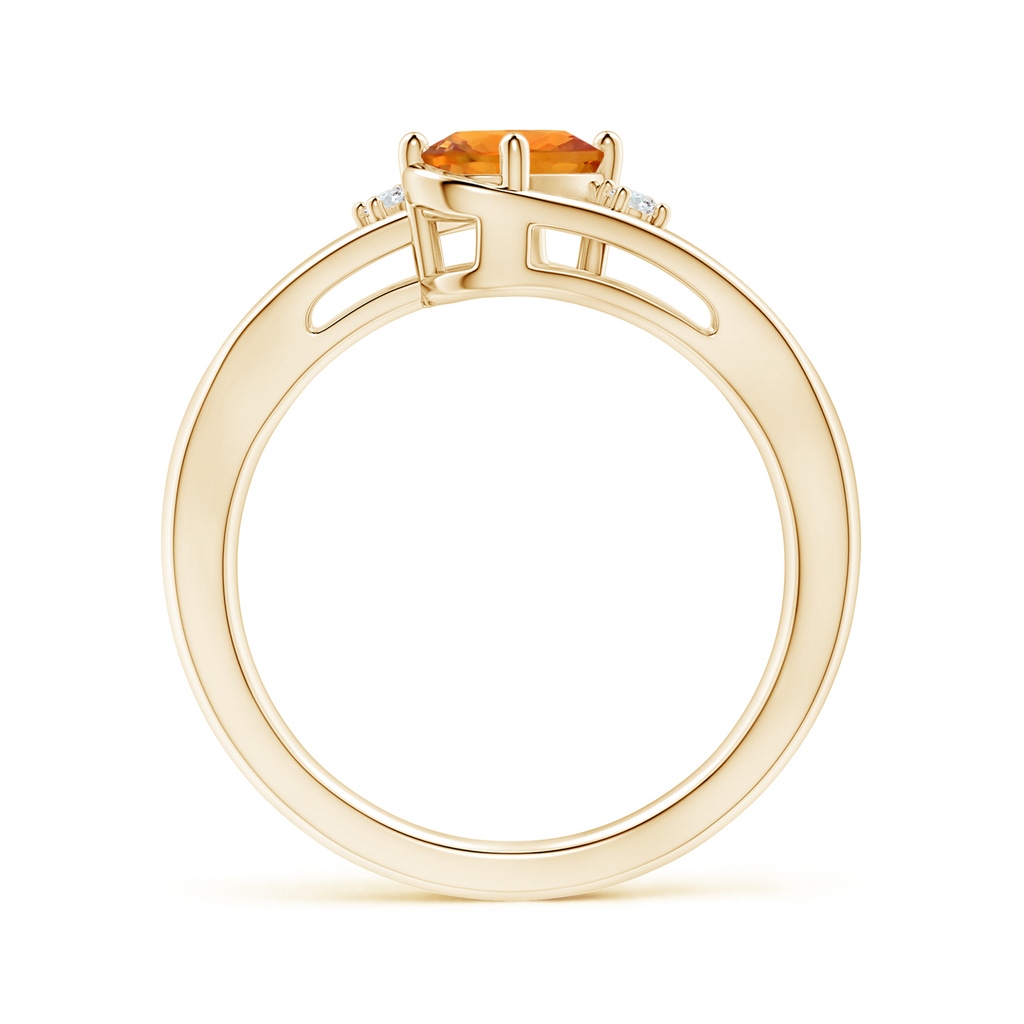 7x5mm AAA Orange Sapphire and Diamond Split Shank Ring in Yellow Gold - side_1