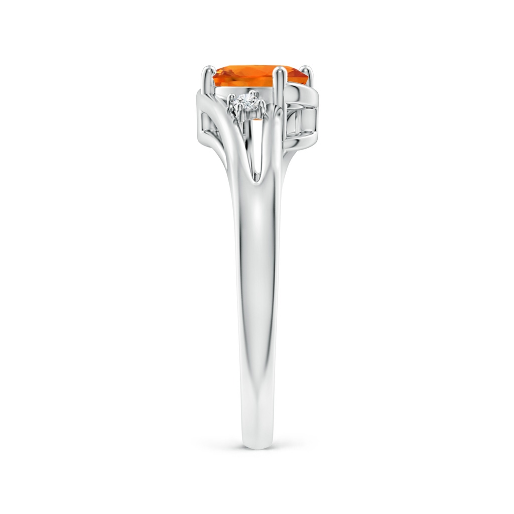 7x5mm AAAA Orange Sapphire and Diamond Split Shank Ring in P950 Platinum Side-2