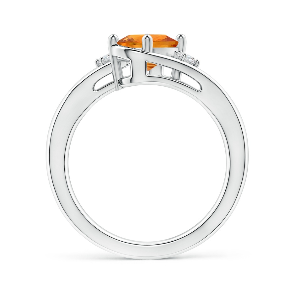 8x6mm AAA Orange Sapphire and Diamond Split Shank Ring in White Gold side-1
