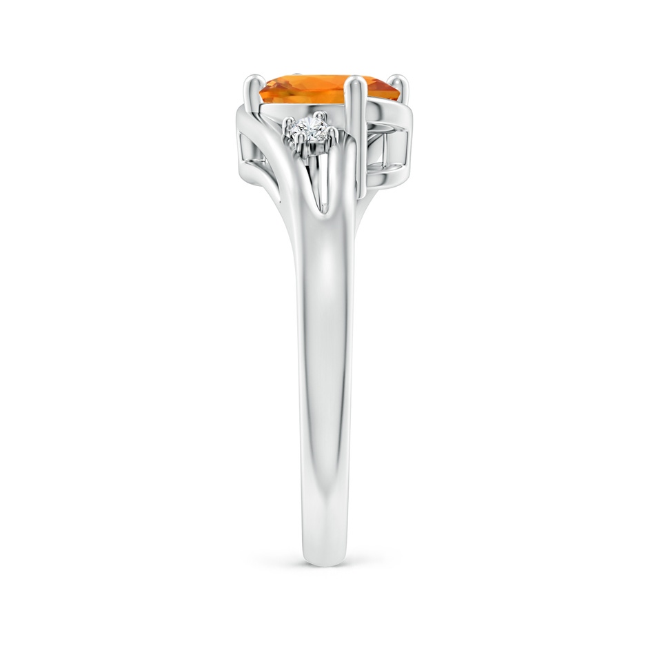 8x6mm AAA Orange Sapphire and Diamond Split Shank Ring in White Gold side-2