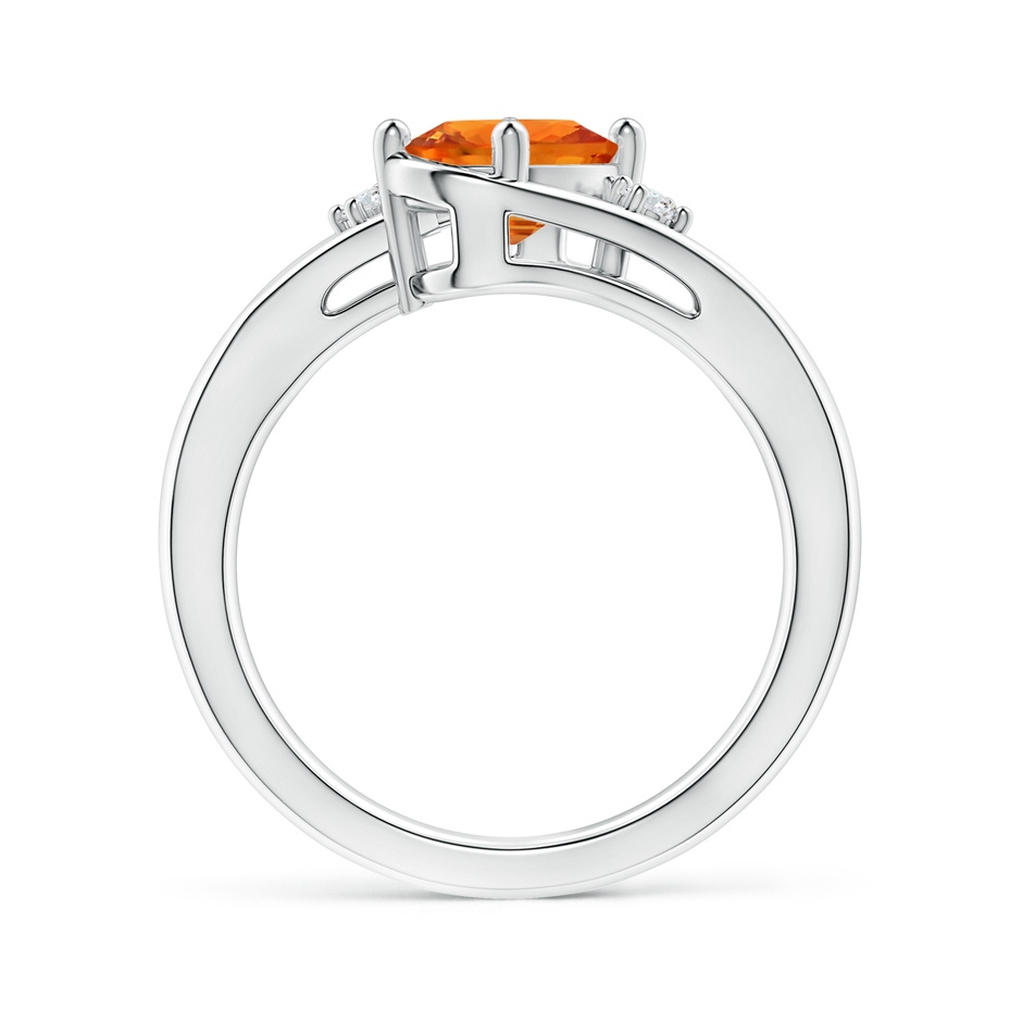 8x6mm AAAA Orange Sapphire and Diamond Split Shank Ring in P950 Platinum side-1