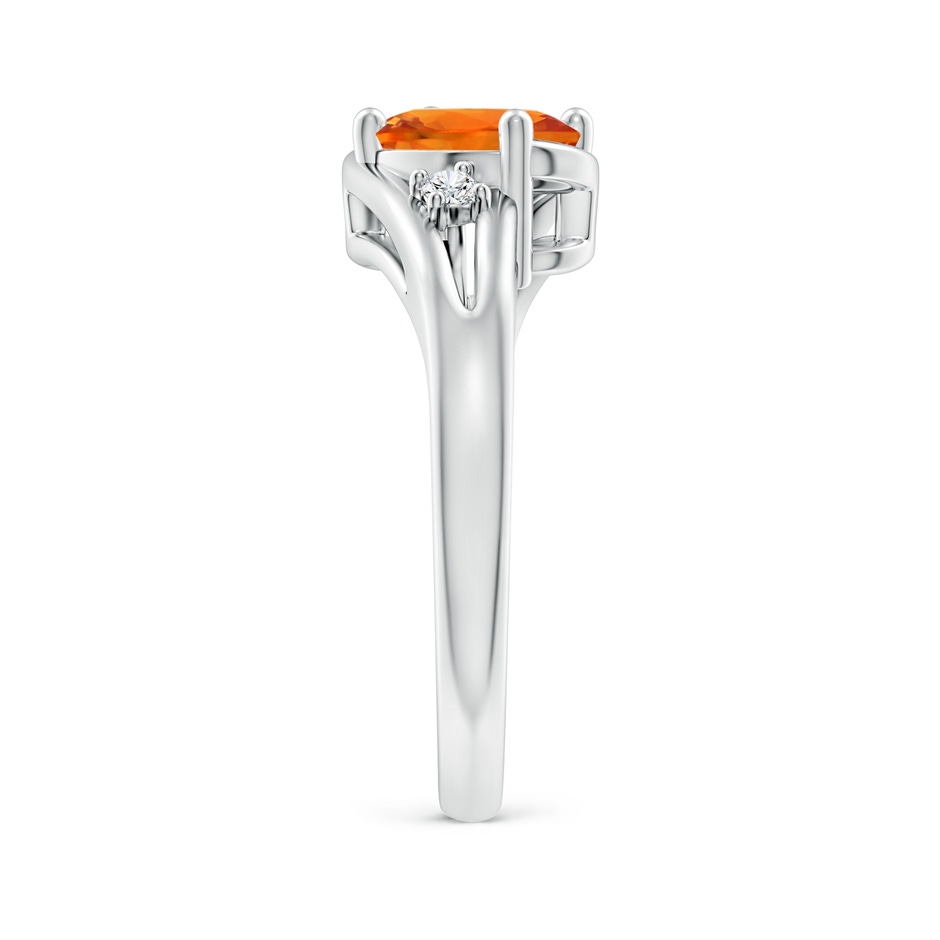 8x6mm AAAA Orange Sapphire and Diamond Split Shank Ring in P950 Platinum side-2