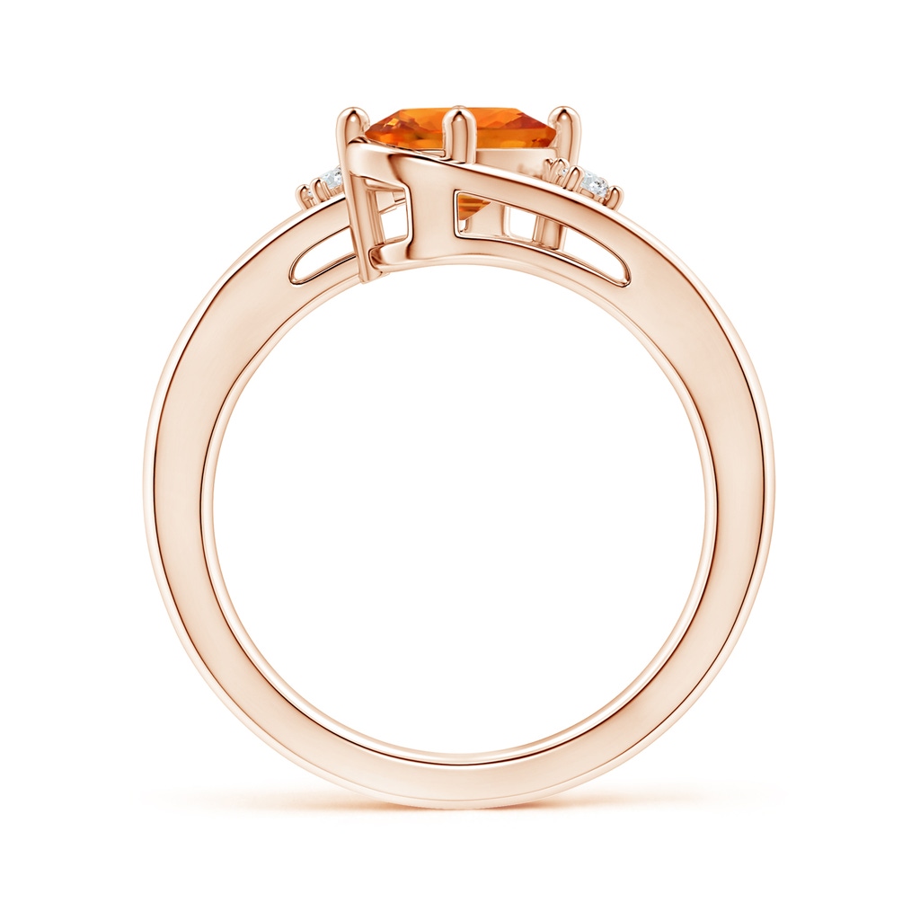 8x6mm AAAA Orange Sapphire and Diamond Split Shank Ring in Rose Gold Side-1