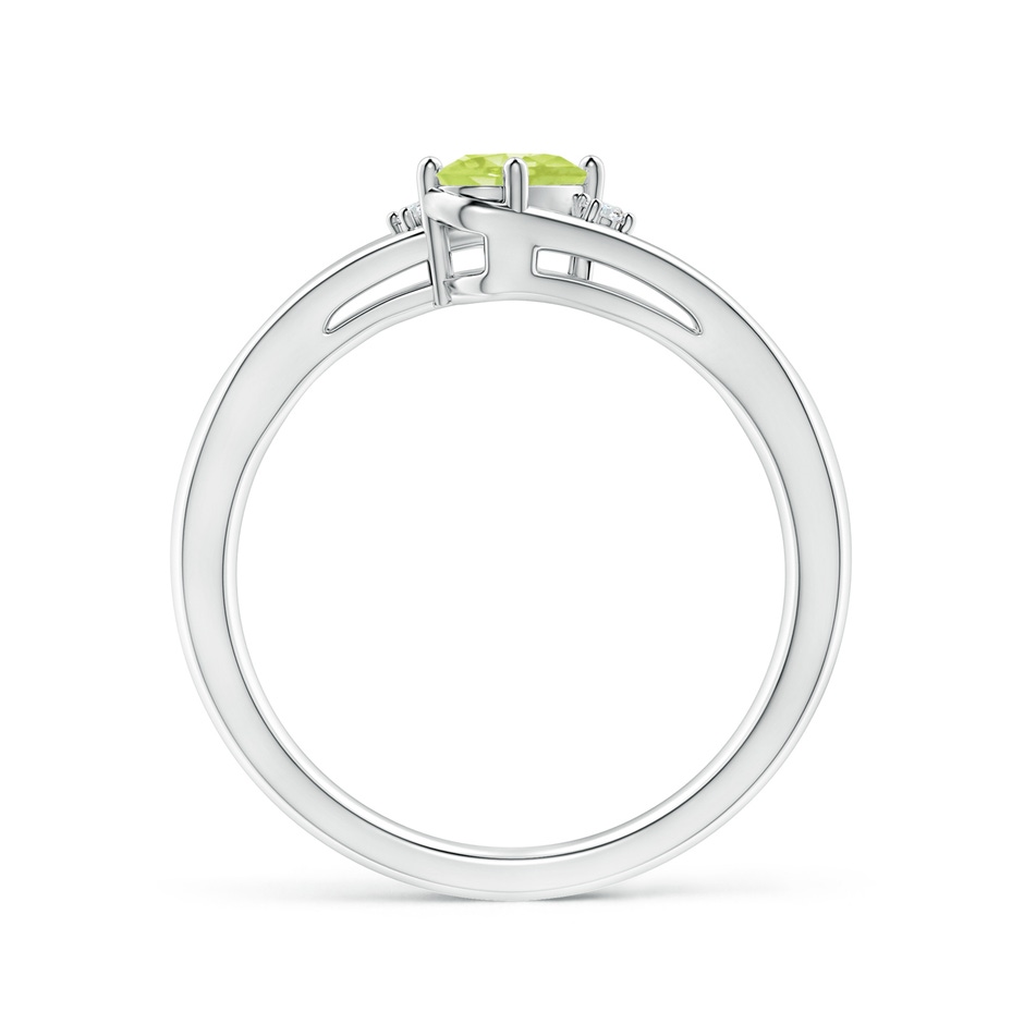 6x4mm A Peridot and Diamond Split Shank Ring in White Gold side-1