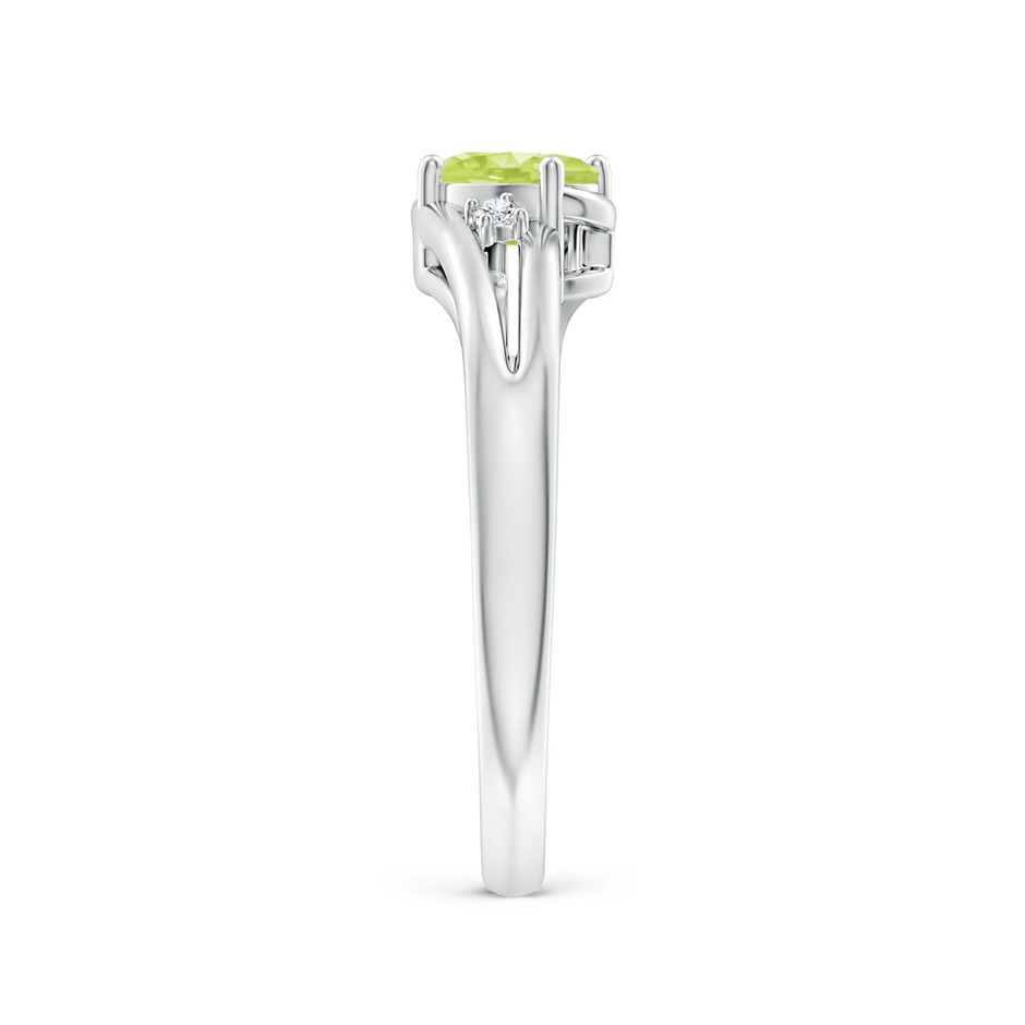 6x4mm A Peridot and Diamond Split Shank Ring in White Gold side-2