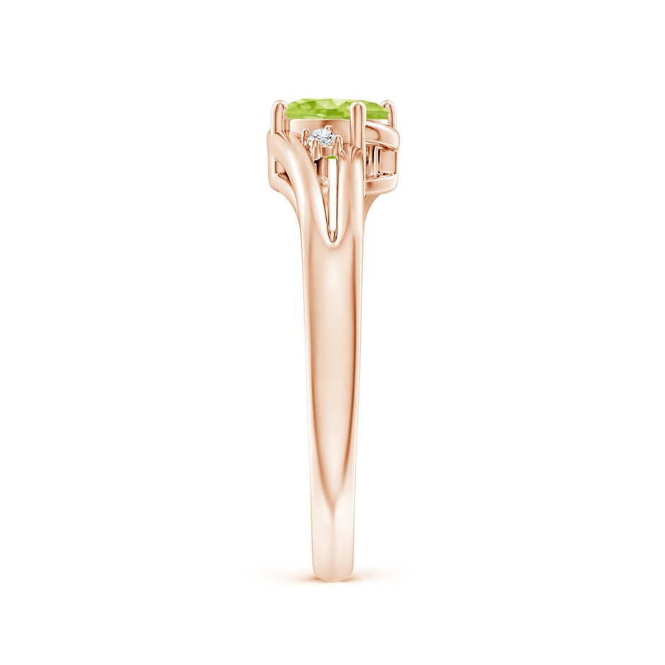 6x4mm AA Peridot and Diamond Split Shank Ring in Rose Gold side-2