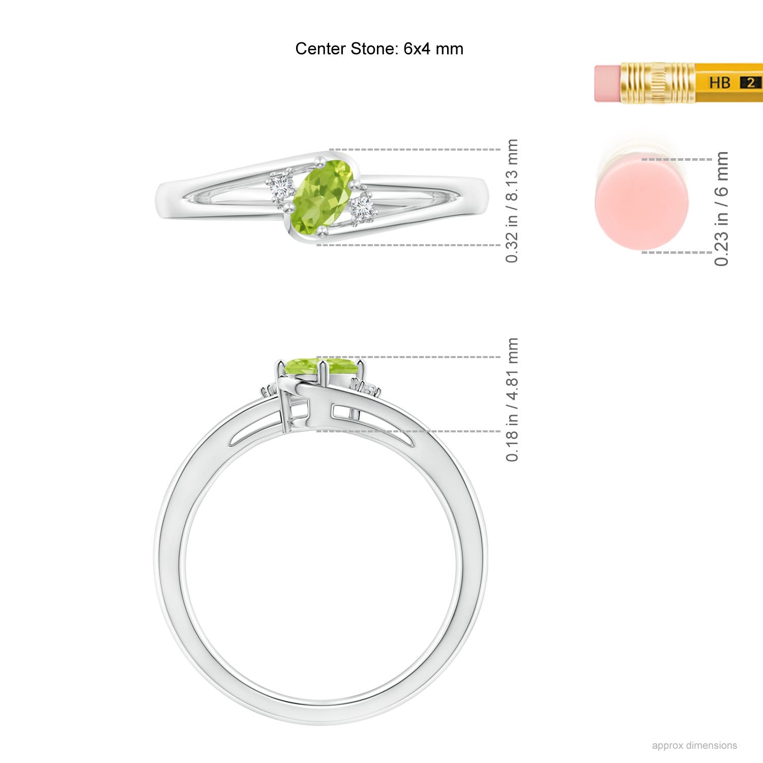 AA - Peridot / 0.5 CT / 14 KT White Gold