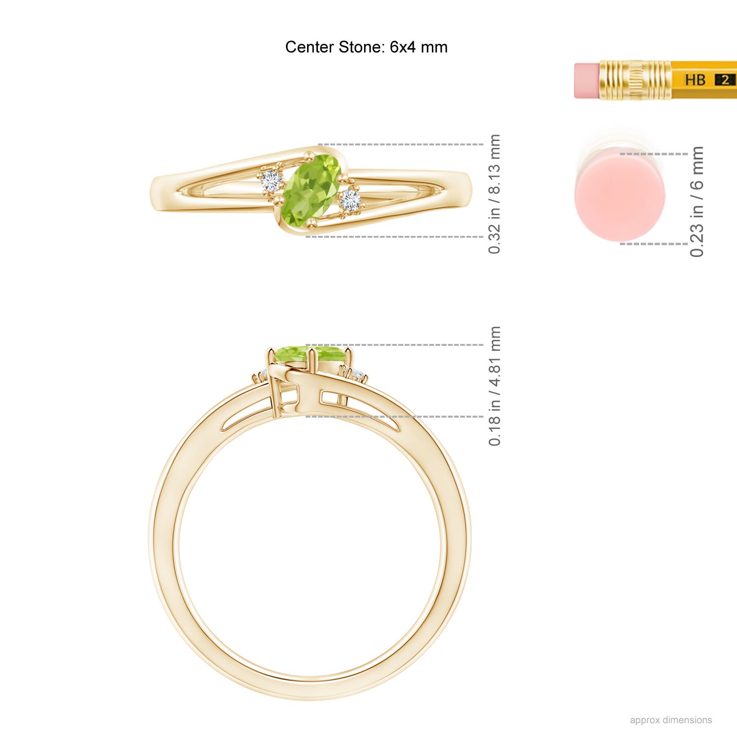 AA - Peridot / 0.5 CT / 14 KT Yellow Gold