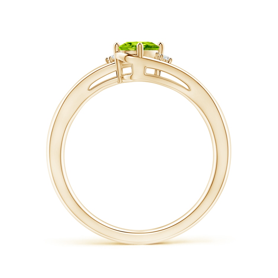 6x4mm AAA Peridot and Diamond Split Shank Ring in Yellow Gold side-1