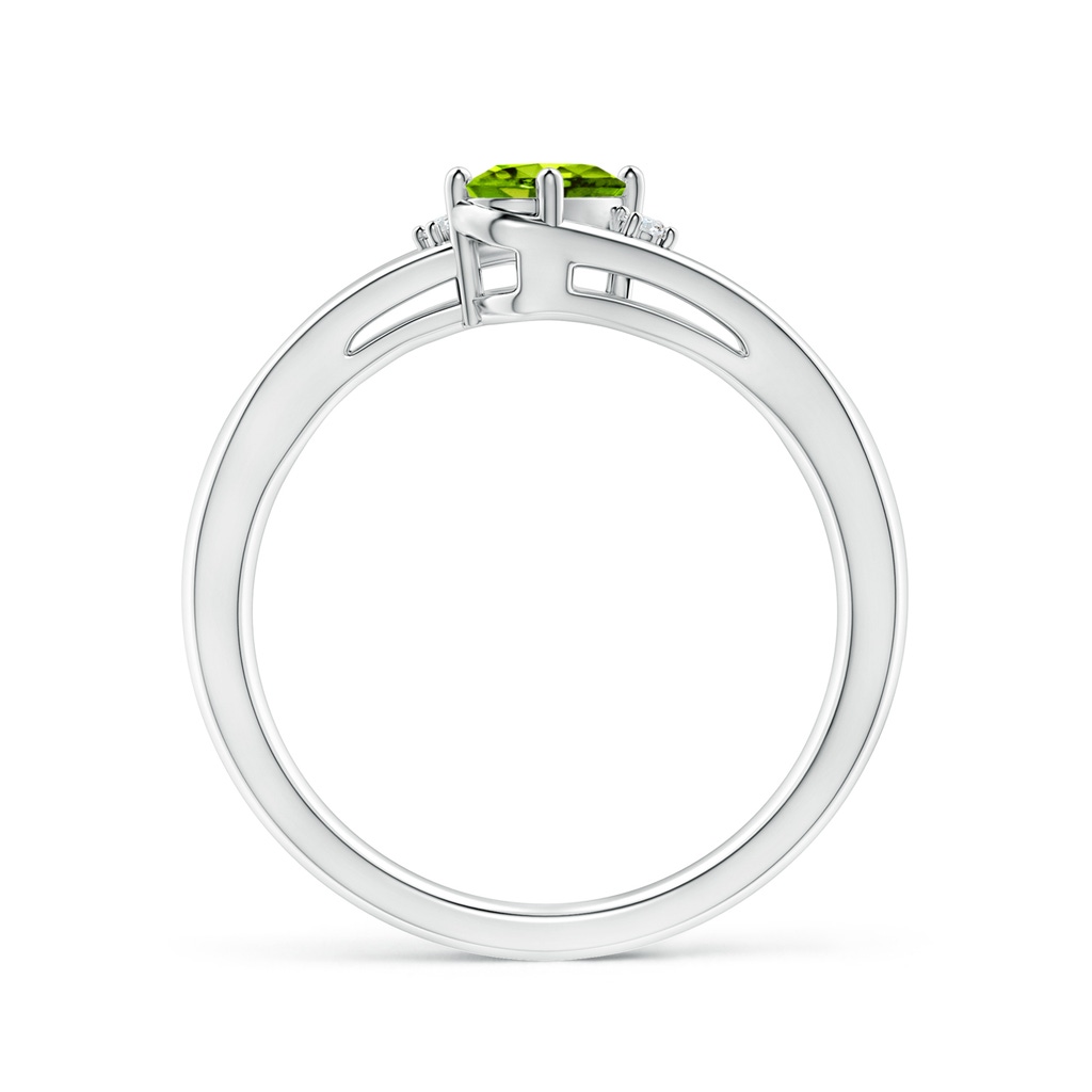 6x4mm AAAA Peridot and Diamond Split Shank Ring in P950 Platinum - side_1