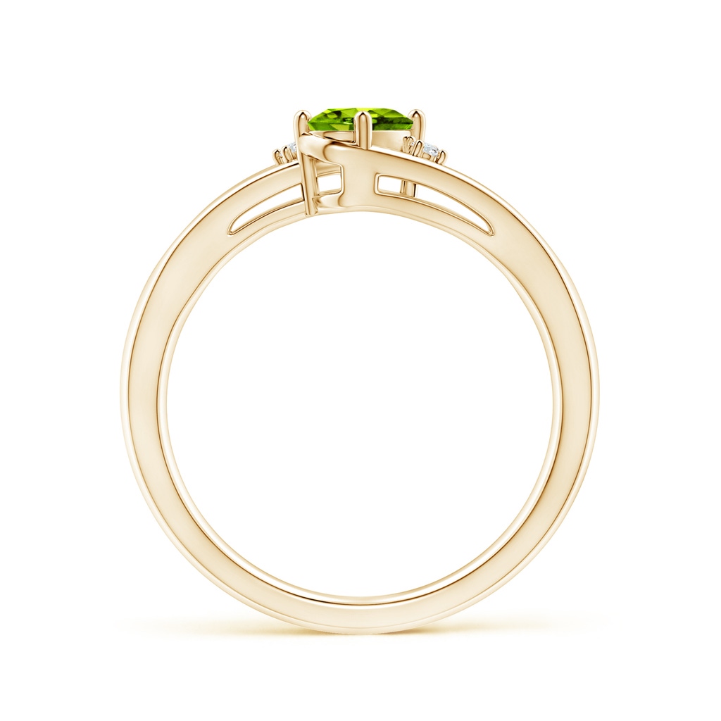 6x4mm AAAA Peridot and Diamond Split Shank Ring in Yellow Gold - side_1