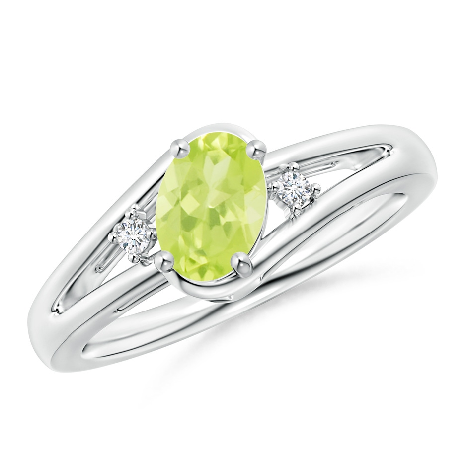 7x5mm A Peridot and Diamond Split Shank Ring in P950 Platinum 