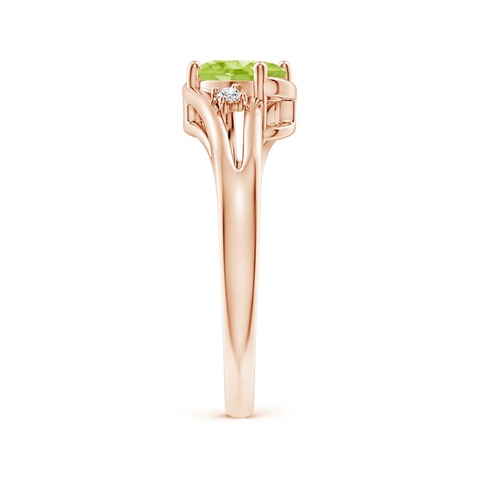 7x5mm AA Peridot and Diamond Split Shank Ring in Rose Gold side-2