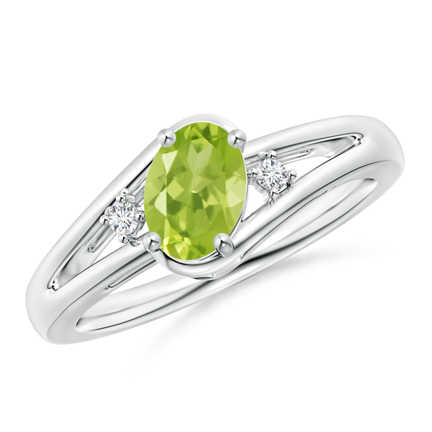 AA - Peridot / 0.89 CT / 14 KT White Gold