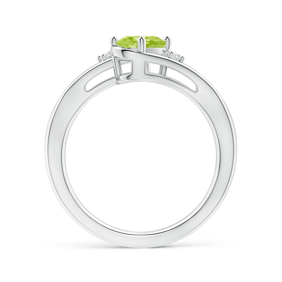 7x5mm AA Peridot and Diamond Split Shank Ring in White Gold side-1