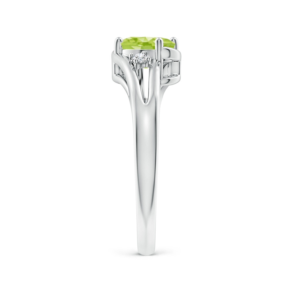 7x5mm AA Peridot and Diamond Split Shank Ring in White Gold side-2