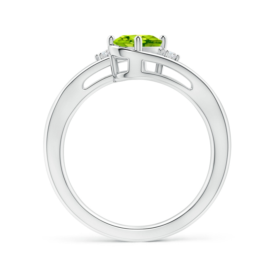 7x5mm AAA Peridot and Diamond Split Shank Ring in P950 Platinum side-1