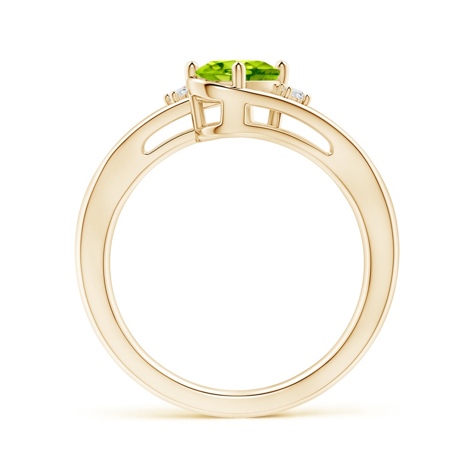 7x5mm AAA Peridot and Diamond Split Shank Ring in Yellow Gold side-1