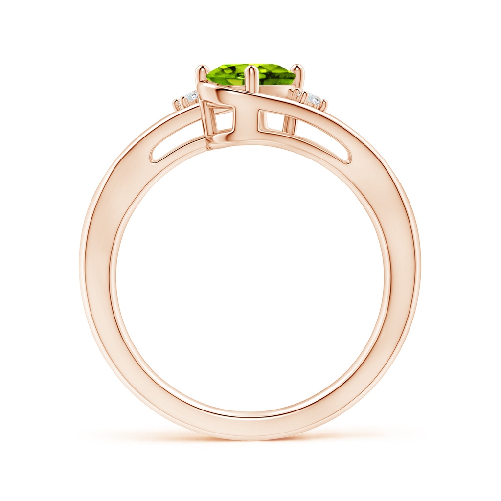 7x5mm AAAA Peridot and Diamond Split Shank Ring in Rose Gold - side_1