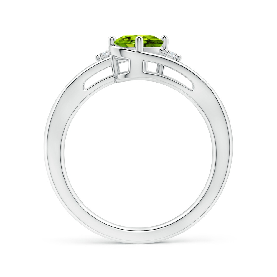 7x5mm AAAA Peridot and Diamond Split Shank Ring in White Gold side-1