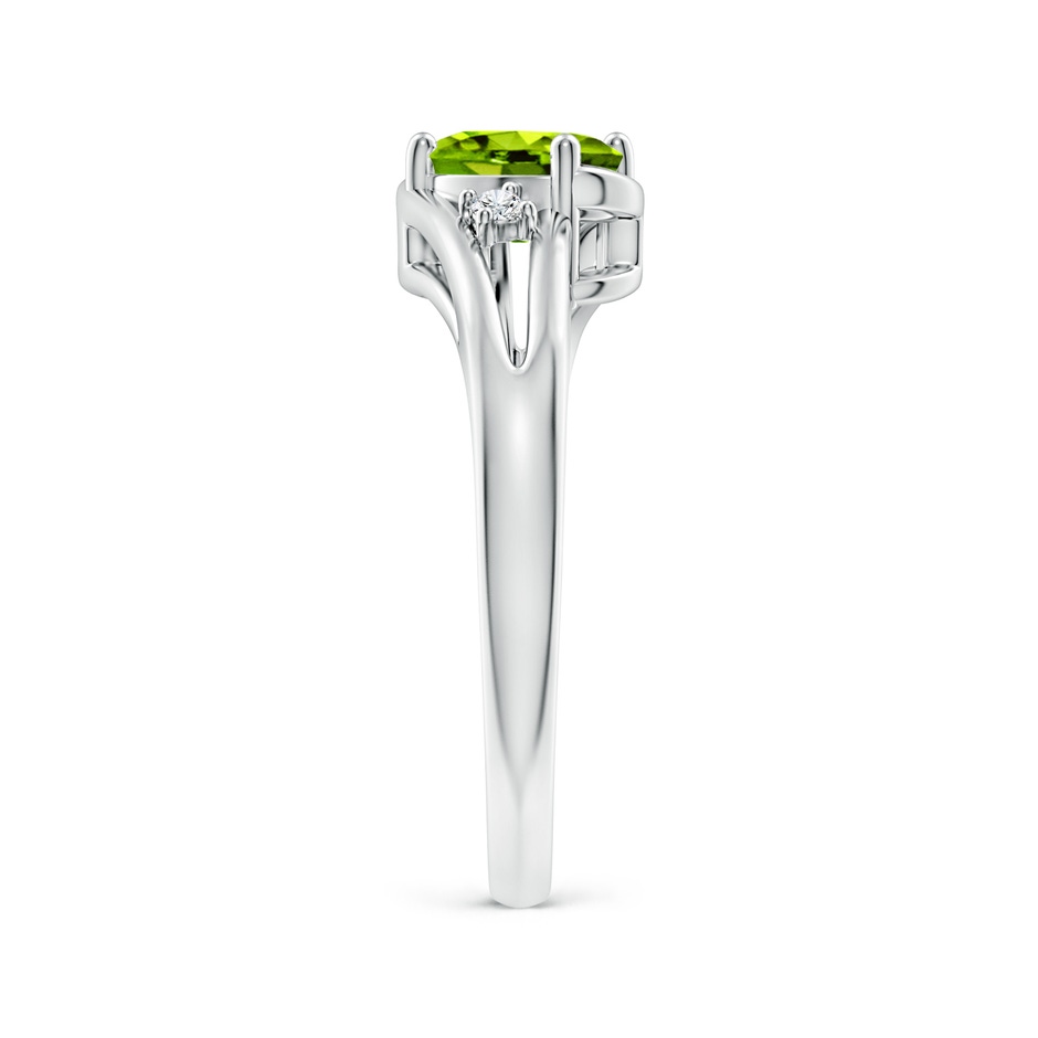 7x5mm AAAA Peridot and Diamond Split Shank Ring in White Gold side-2