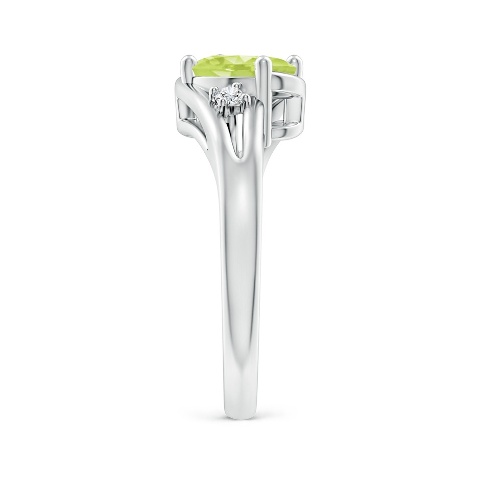 8x6mm A Peridot and Diamond Split Shank Ring in P950 Platinum side-2