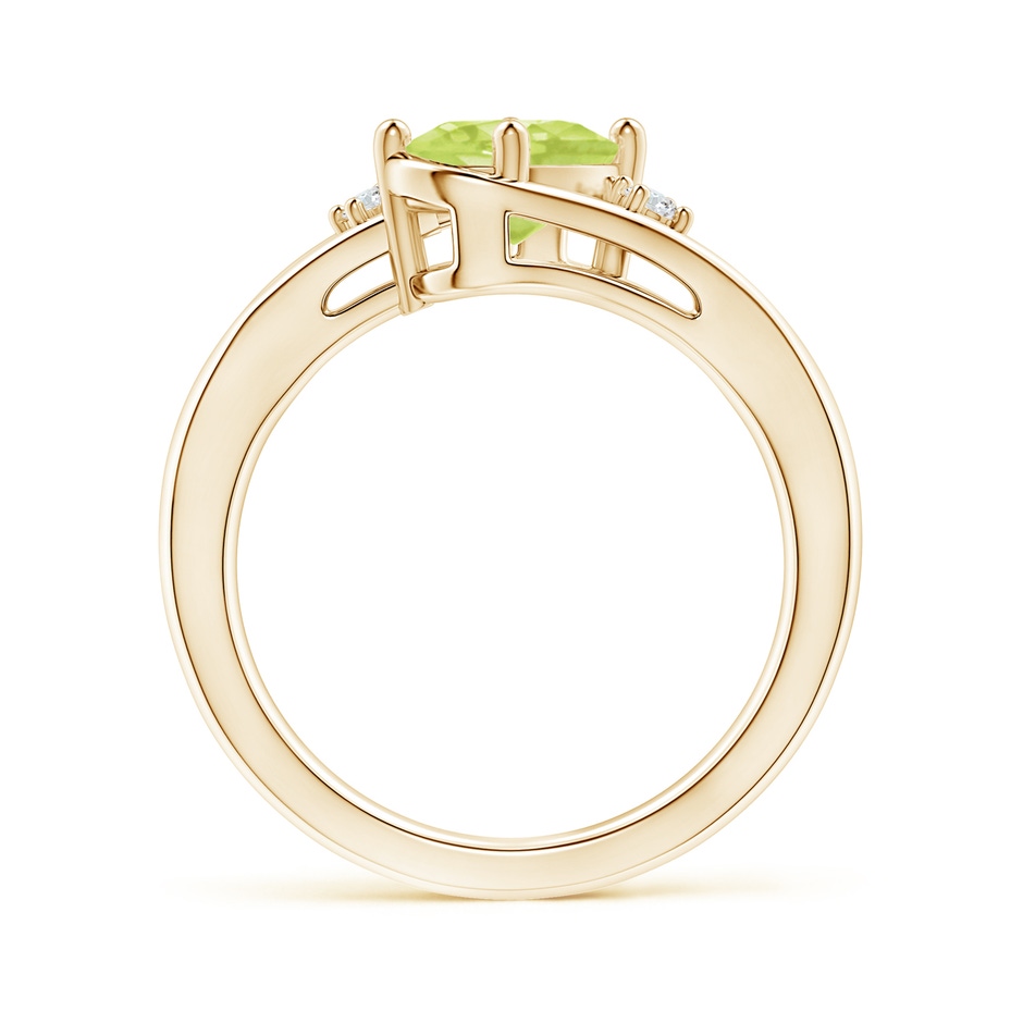 8x6mm A Peridot and Diamond Split Shank Ring in Yellow Gold side-1