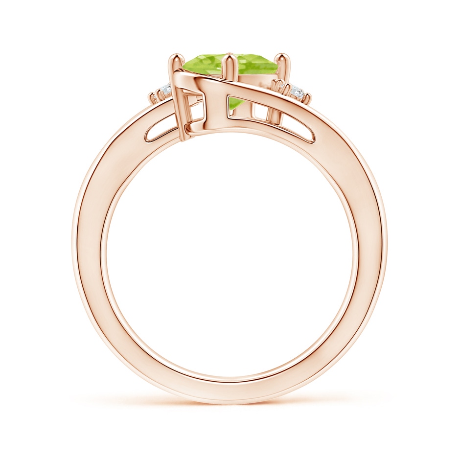 8x6mm AA Peridot and Diamond Split Shank Ring in Rose Gold side-1