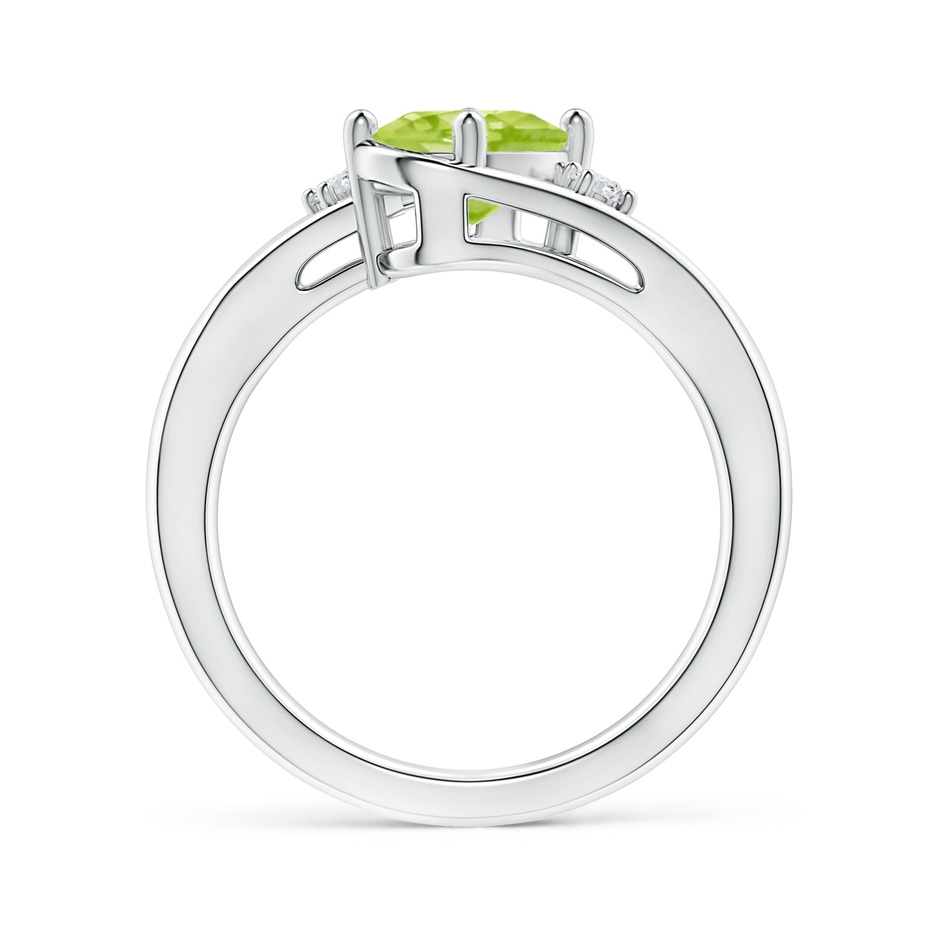 8x6mm AA Peridot and Diamond Split Shank Ring in White Gold side-1