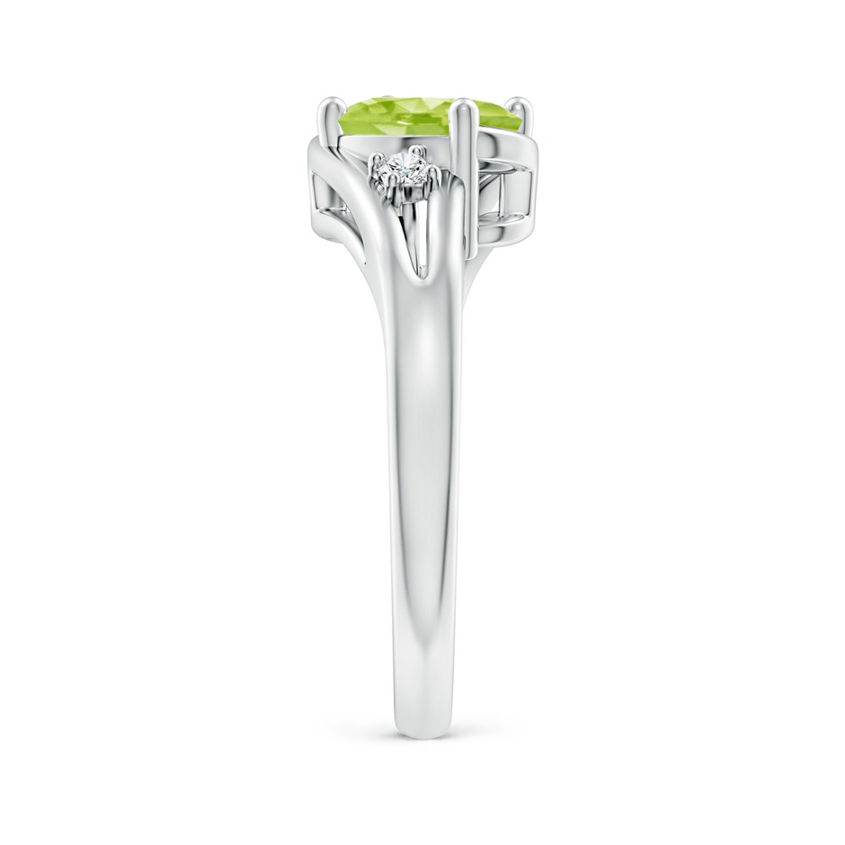 8x6mm AA Peridot and Diamond Split Shank Ring in White Gold side-2