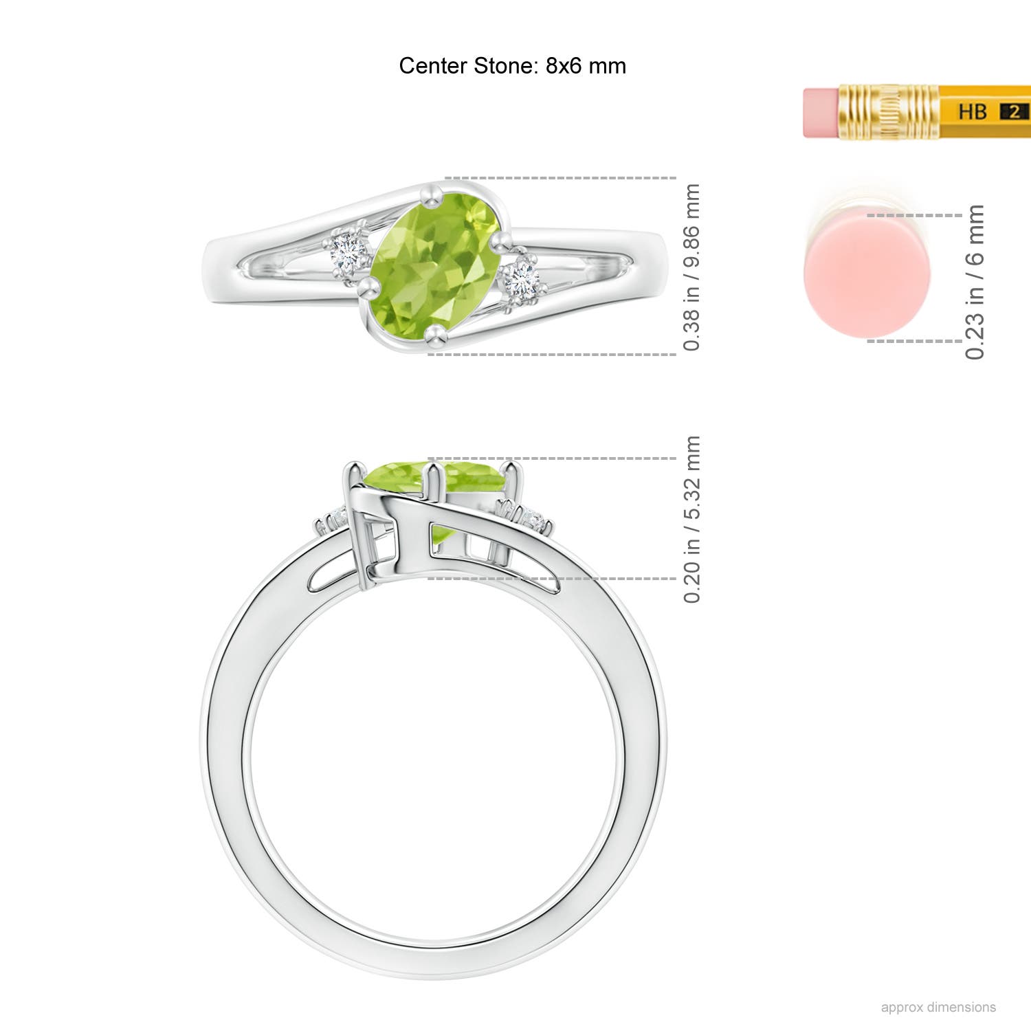 AA - Peridot / 1.4 CT / 14 KT White Gold